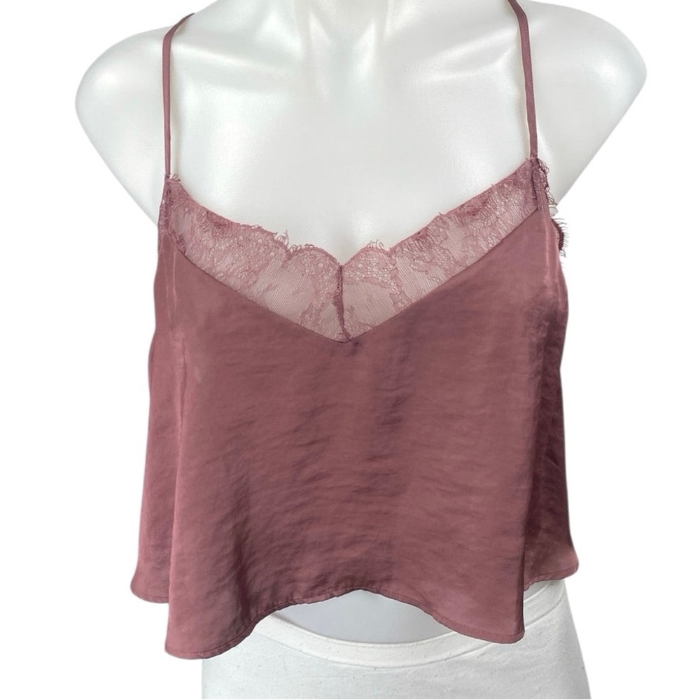 Free People Lace Trim Satin Camisole Top